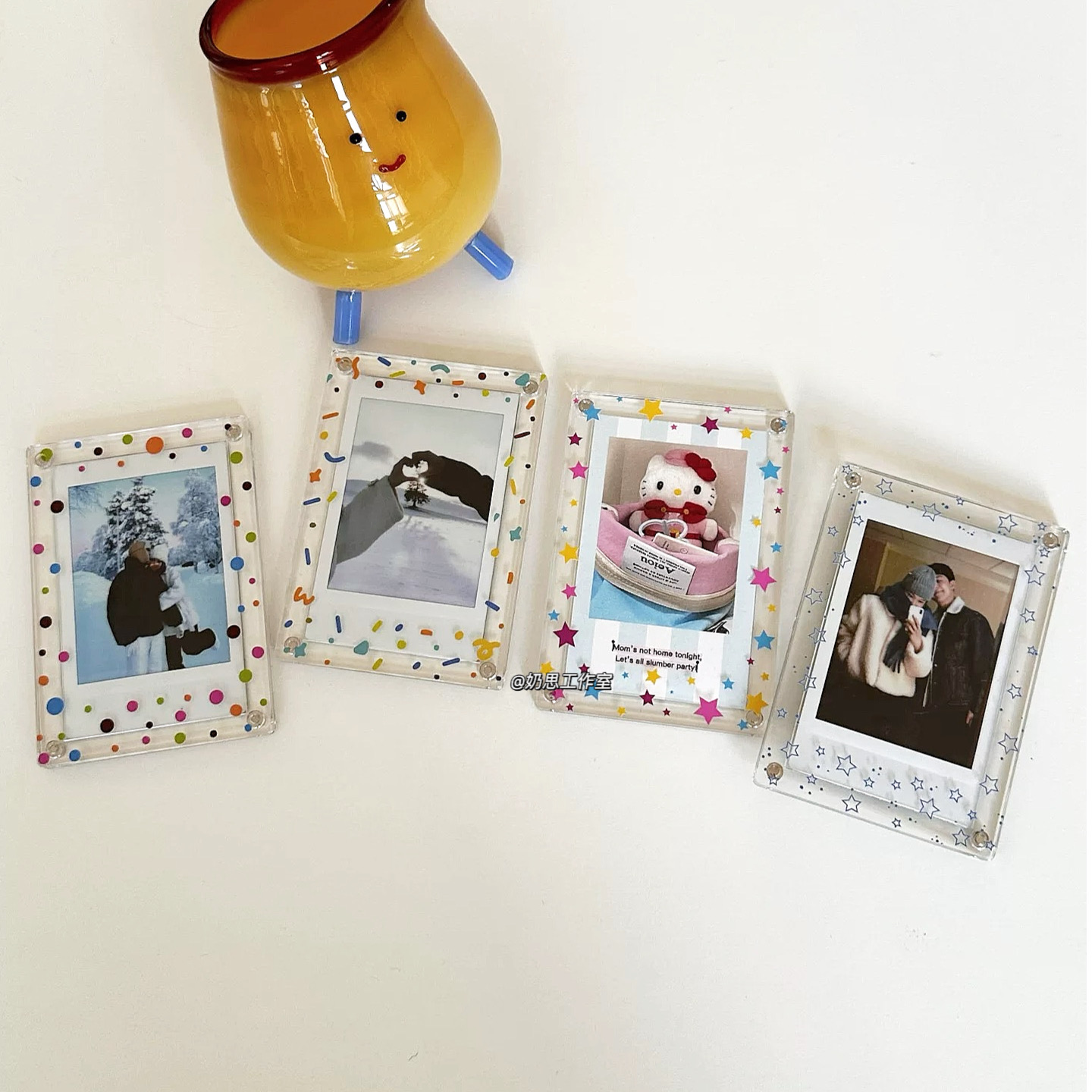 ins风亚克力卡套3寸拍立得磁吸相框冰箱贴追星爱豆照片小卡展示框