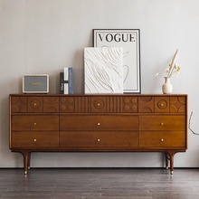 北欧表情中古风卧室实木六斗柜床尾收纳储物柜复古北欧客厅抽屉柜