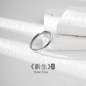 925纯银戒指女小众设计感开口可调节光面不规则简约单身刻字尾戒