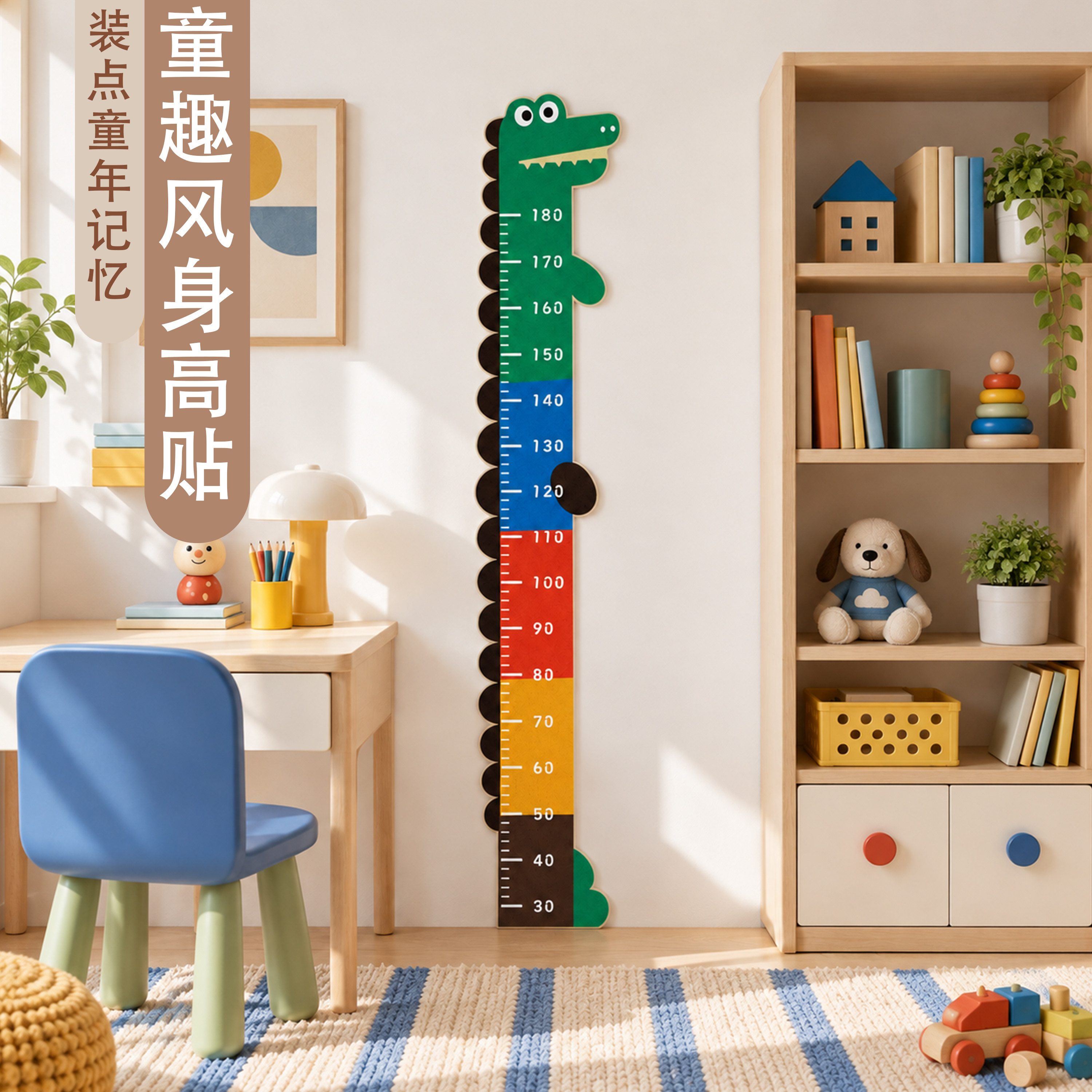 立体动物毛毡身高贴儿童房墙面装饰多款可爱造型宝宝身高测量标尺