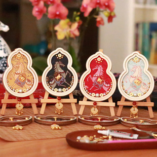 非遗手工新中式宋锦马葫芦冰箱贴手工创意粘贴国风团建亲子材料包