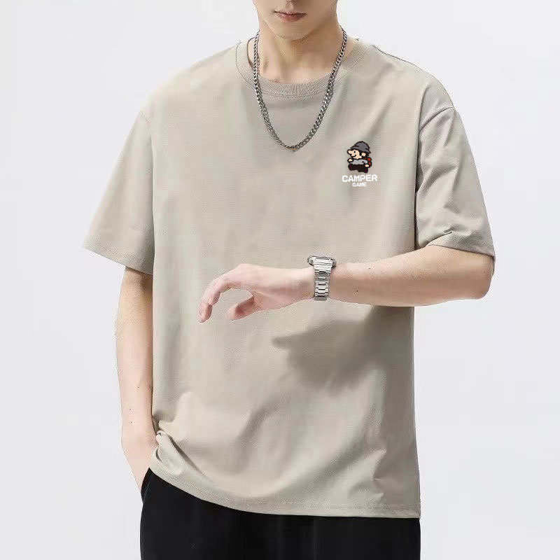 短袖男生t恤打底衫2025男士正肩纯棉半袖上衣夏季新款潮流圆领