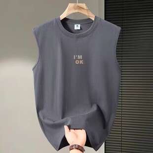 重磅背心上衣宽松圆领潮流T恤衫 夏季 大码 男士 百搭坎肩 纯棉无袖