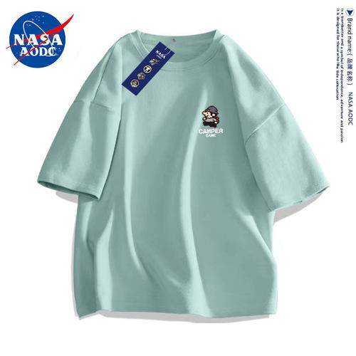 NASA联名款重磅休闲大码男装2025新款宽松t恤青少年潮牌短袖t恤