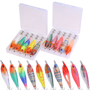 新款夜光水平木虾套装水平路亚荧光鱿鱼海钓假饵仿真乌贼吹筒墨鱼