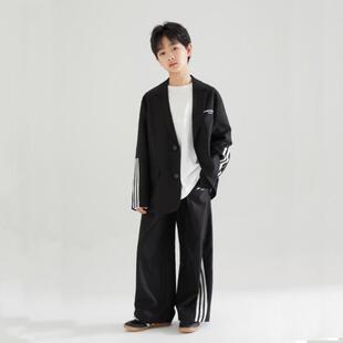 儿童西装套装帅气英伦花童礼服男童小西服中大童男孩街舞演出服