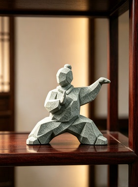 青砂石哪吒摆件哪吒闹海鱼缸造景装饰品办公室桌面茶宠摆件