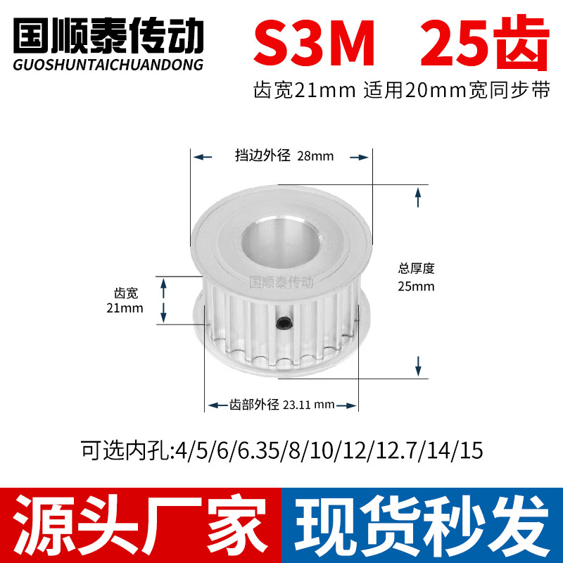 现货同步轮S3M25齿A齿宽21总厚25