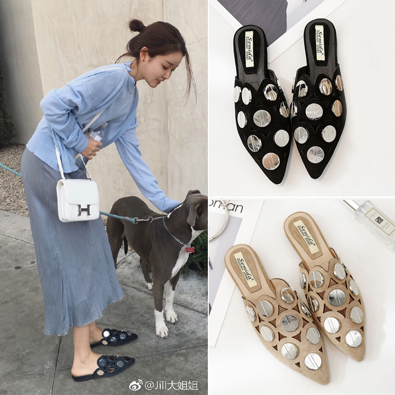 凉拖鞋女外穿2025年新款女个性夏小众设计师尖头外出百搭包头半拖