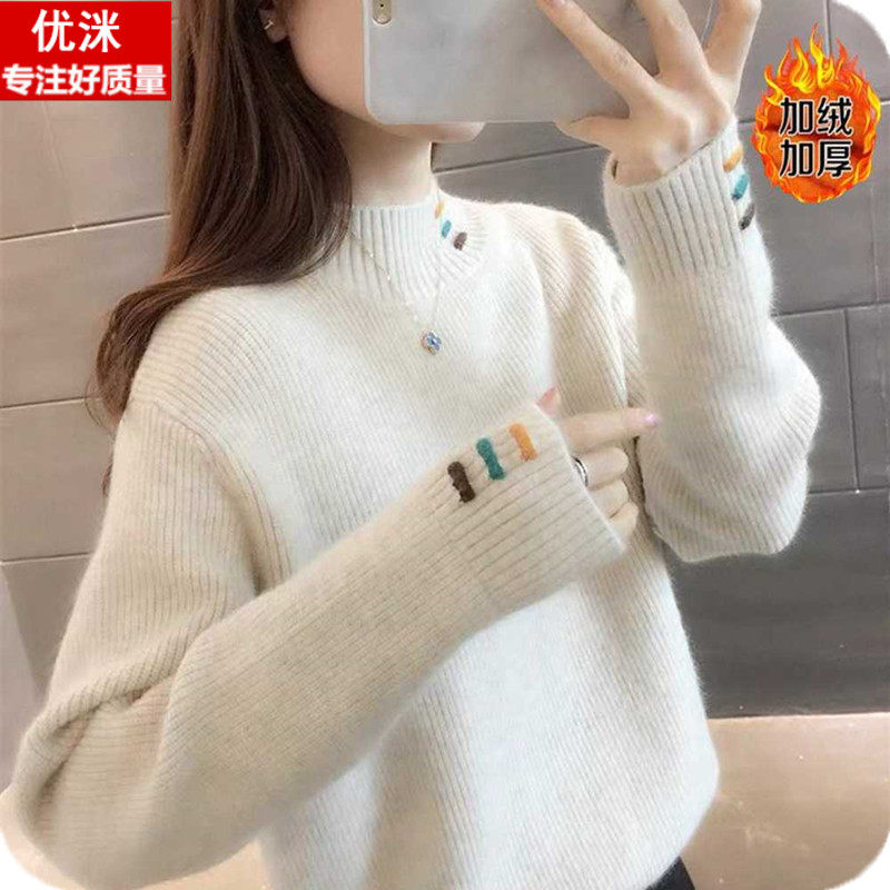 女大童毛衣半高领秋冬装加绒加厚保暖初中生胖女童12岁女孩学院风,童装/婴儿装/亲子装,毛衣/针织衫,淘宝优惠券,粉丝福利购,淘宝优惠卷