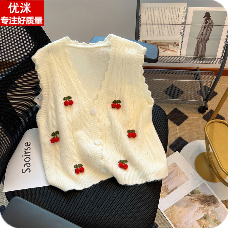 女大童开衫毛衣秋冬款少女孩甜美学院风针织衫马甲初中生背心上衣