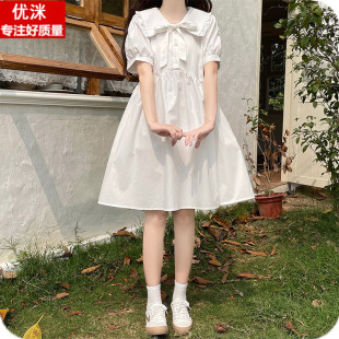 女大童连衣裙夏季 裙子13岁女孩初中生甜美可爱学院风 宽松大码 短袖