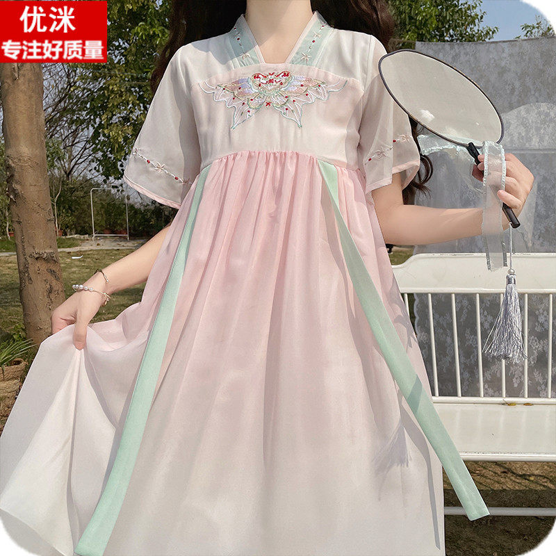 女大童雪纺夏季古装超仙中国风甜美13岁少女孩改良,童装/婴儿装/亲子装,连衣裙,淘宝优惠券,粉丝福利购,淘宝优惠卷