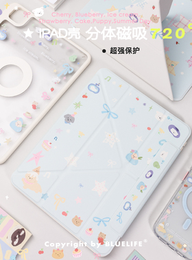 BLUELIFE 原创夏日莓果小狗樱桃分离磁吸适用2024ipad pro保护壳2025air7/6 11寸平板13寸Y折保护套720°笔槽