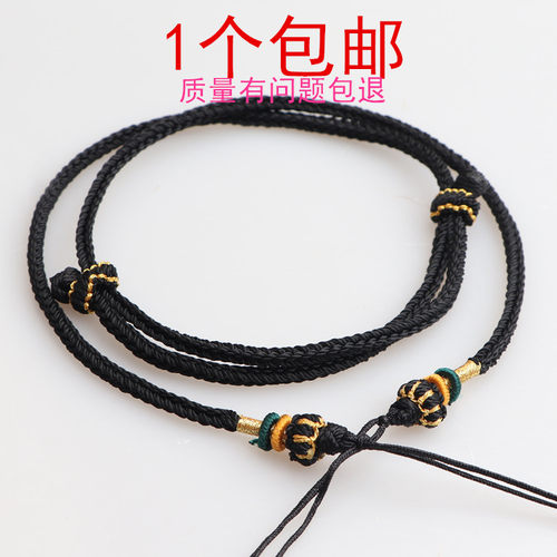 原创挂绳挂脖锁骨女手工编织项链绳子绿松蜜蜡横穿天珠项链挂绳