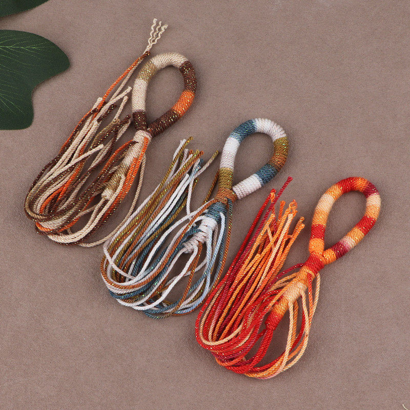 民族风菩提珠葡萄串包包挂饰配绳手编彩色手搓棉线制作手把绳文玩