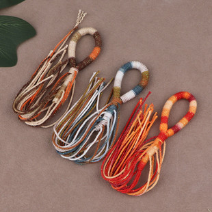 民族风菩提珠葡萄串包包挂饰配绳手编彩色手搓棉线制作手把绳文玩