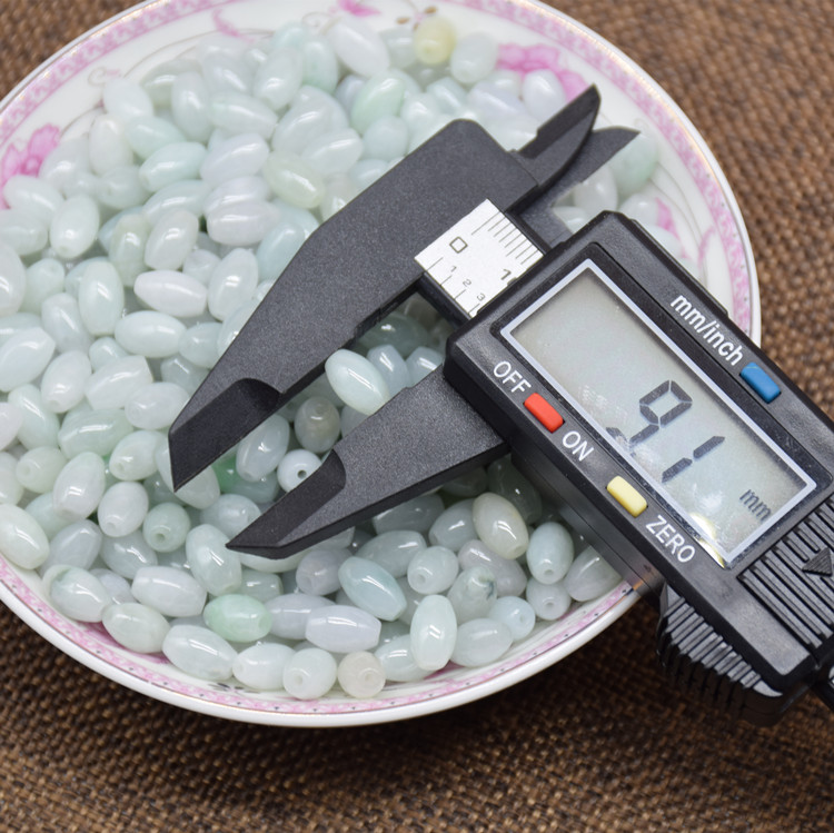 缅甸天然翡翠a货散珠冰种diy三彩玉石珠子米珠转运珠手链项链批发