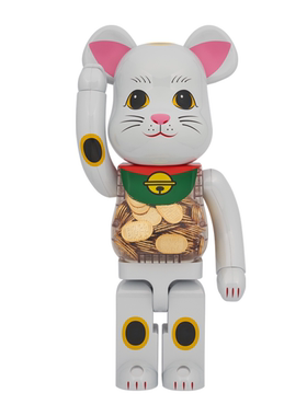 BEARBRICK BE@RBRICK 白色金币招财猫 小判 手办积木熊1000%