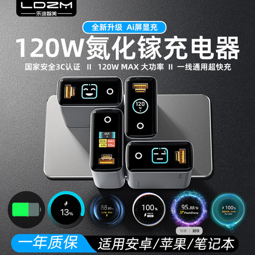 乐迪智美120W氮化镓充电器快充