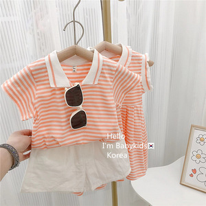 兄妹装儿童夏季薄款姐弟亲子装POLO衫连衣裙洋气韩系短袖短裤套装