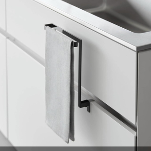 山崎实业Yamazaki日本免打孔厨房水槽下橱柜门抹布毛巾晾干收纳架