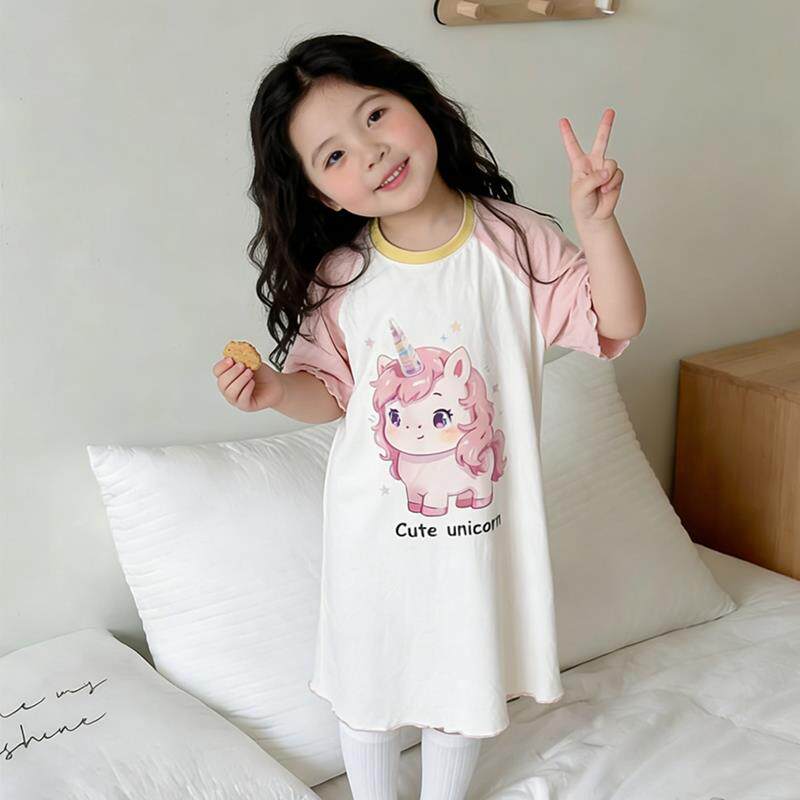 夏季薄款纯棉初中两妹妹睡衣儿童星星女孩五居家款休息服女童睡裙