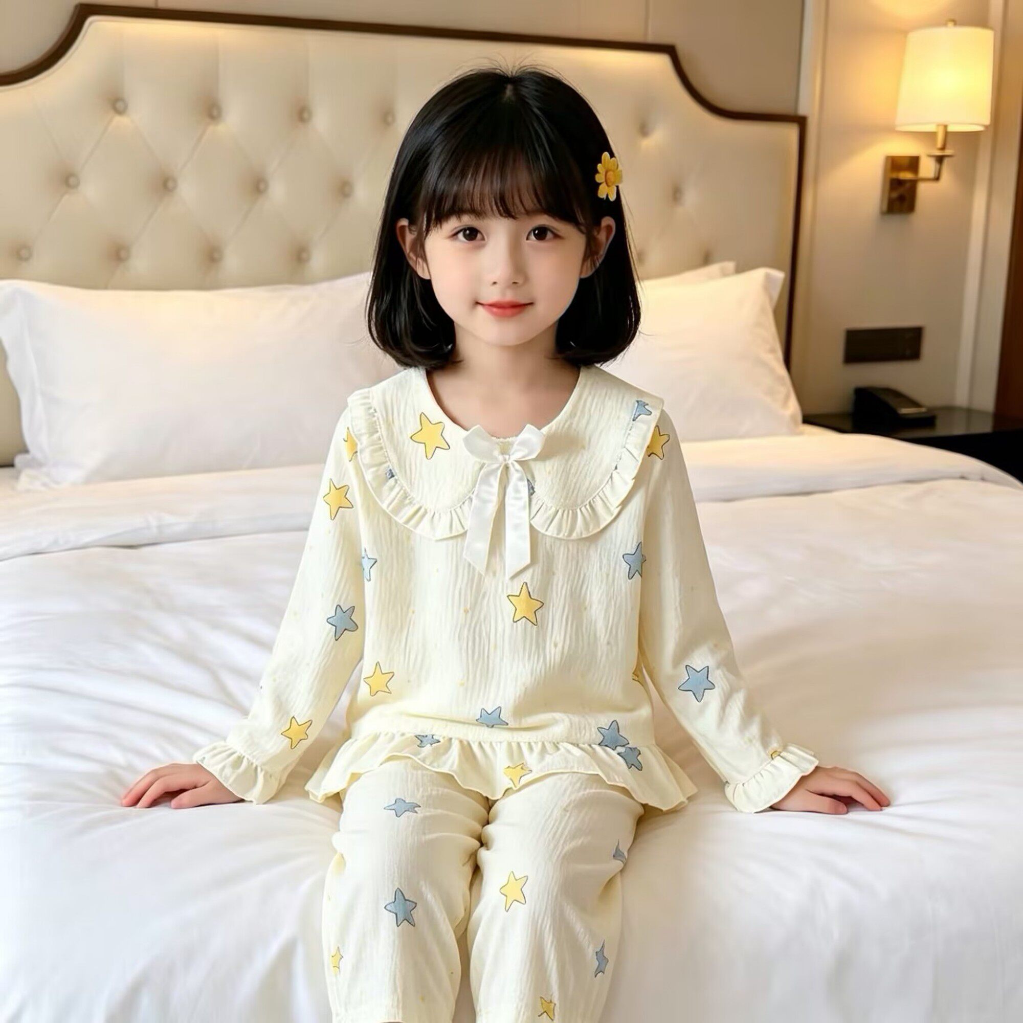 儿童睡衣女孩云朵棉春秋季潮女童胖大童空调服冬天女童冬天空调服