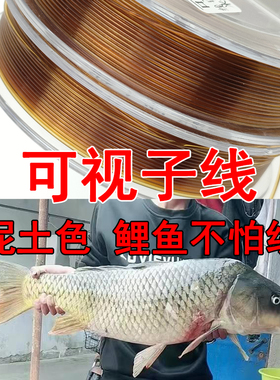 可视鱼竿锚鱼专用子线特粗尼龙鱼线100米泥土色线巨物线超强拉力