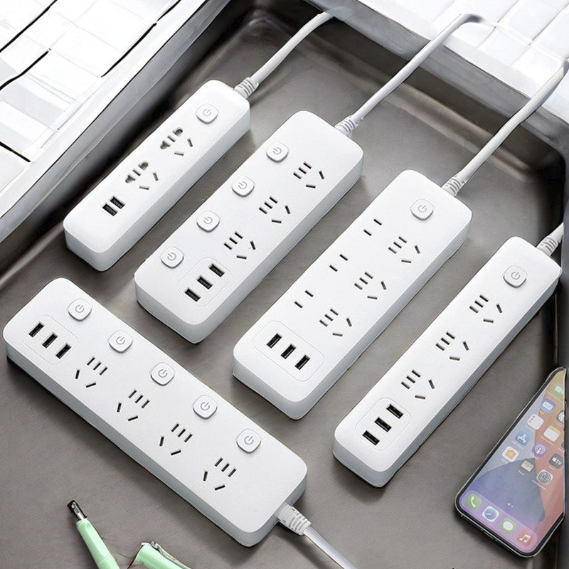 米用插排宿舍用插线板家用插板纯铜芯插座USB办公排查多孔接线板