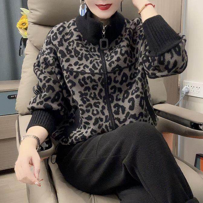 时尚高级感长袖豹纹外套2025年秋季韩版百搭休闲拉链上衣夹克开衫,女装/女士精品,短外套,淘宝优惠券,粉丝福利购,淘宝优惠卷
