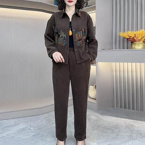 妈妈装时尚套装上衣两件套女