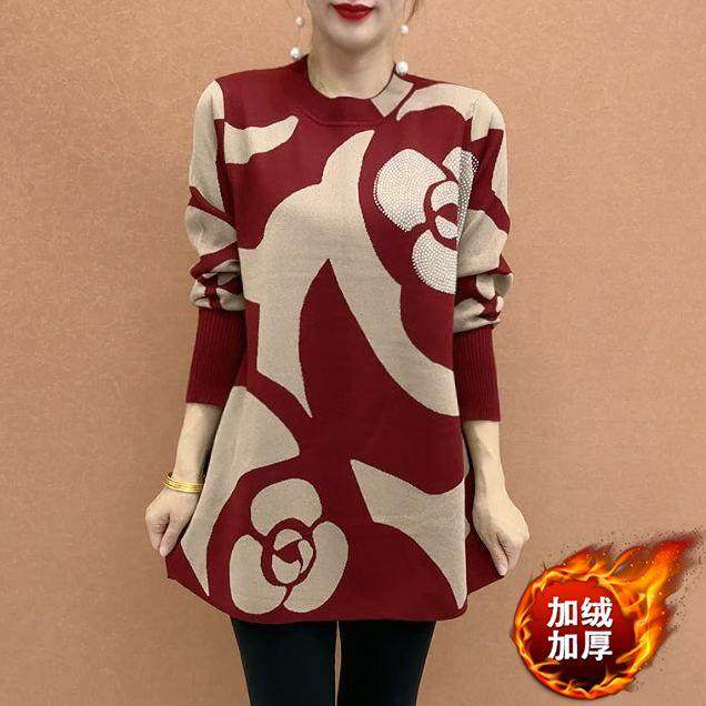 2025冬新款时尚潮流上衣显瘦休闲保暖长袖打底衫减龄花色烫钻小衫,女装/女士精品,T恤,淘宝优惠券,粉丝福利购,淘宝优惠卷