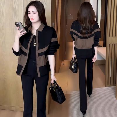 高档拼色短外套洋气显瘦百搭