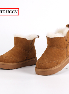 磨砂真皮雪地靴宝宝皮毛一体加厚棉鞋儿童透气防滑雪地棉羊毛童鞋