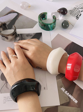 开口手镯树脂时尚欧美山水画