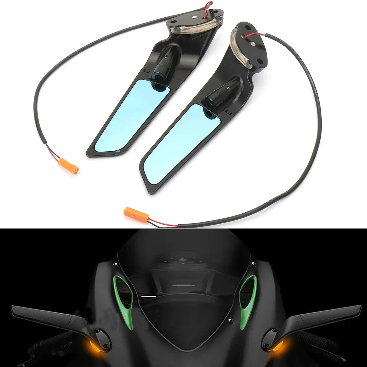 适用于川崎Kawasaki Ninja 1000 翼后视镜LED带灯后视镜 17-25年