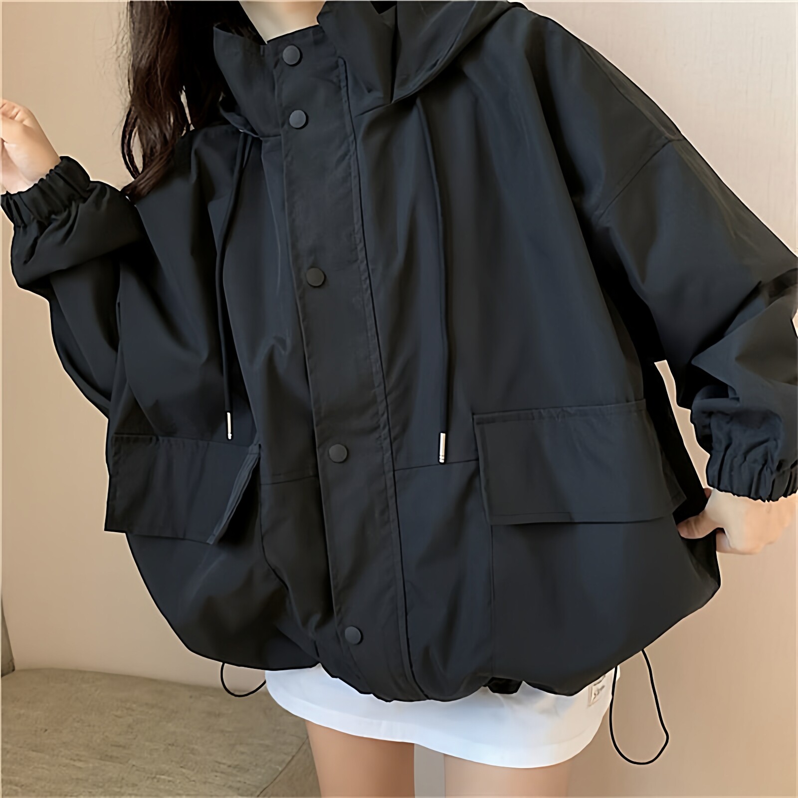 黑色vintage棒球服外套女短外套