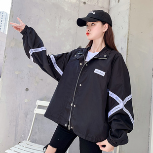 黑色外套女宽松炸街bf潮原宿风ulzzang学生港味复古ins短款棒球服