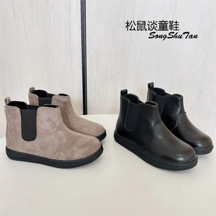 中大童切尔西靴加棉短靴二棉儿童冬季 23cm 皮靴女薄绒轻便