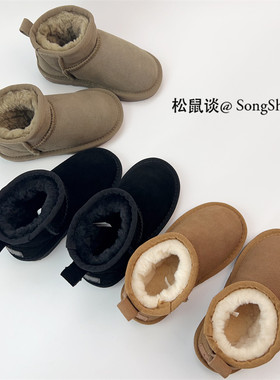 牛皮儿童雪地靴亲子加厚防水棉靴