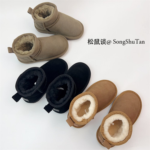 牛皮儿童雪地靴亲子加厚防水棉靴