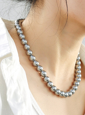 施家珍珠锁骨女简约项链复古