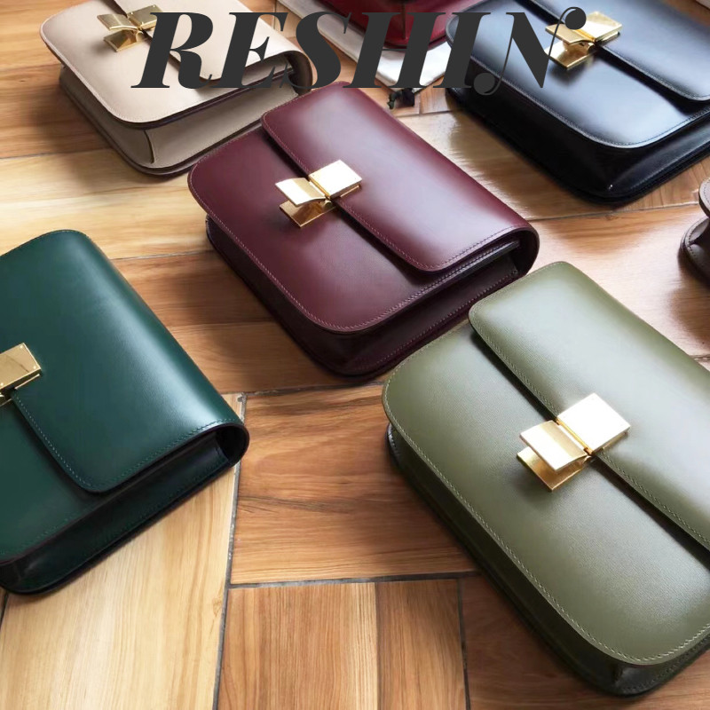 RENSHIN头层牛皮小方包复古风邮差包斜挎box豆腐包女包单肩斜挎