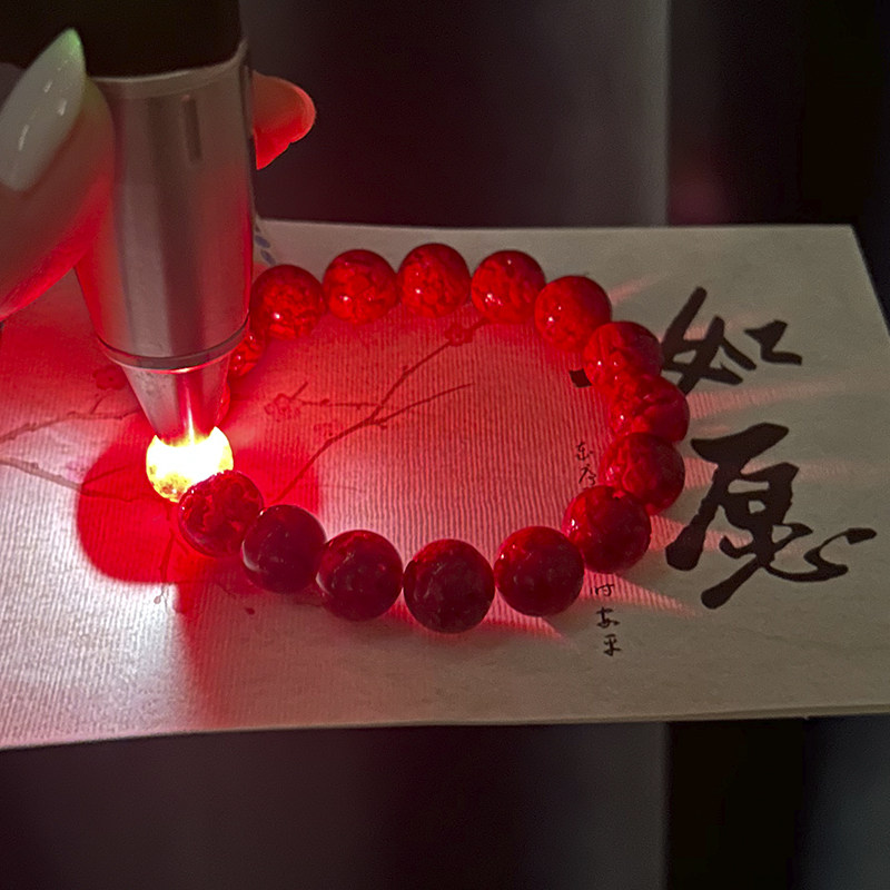 全透红晶体砂素圈手串6-16MM朱砂手链男女同款