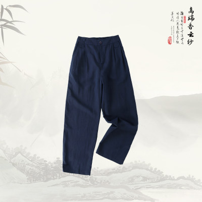 品牌新款时尚百搭夏季亚麻休闲直筒裤527002