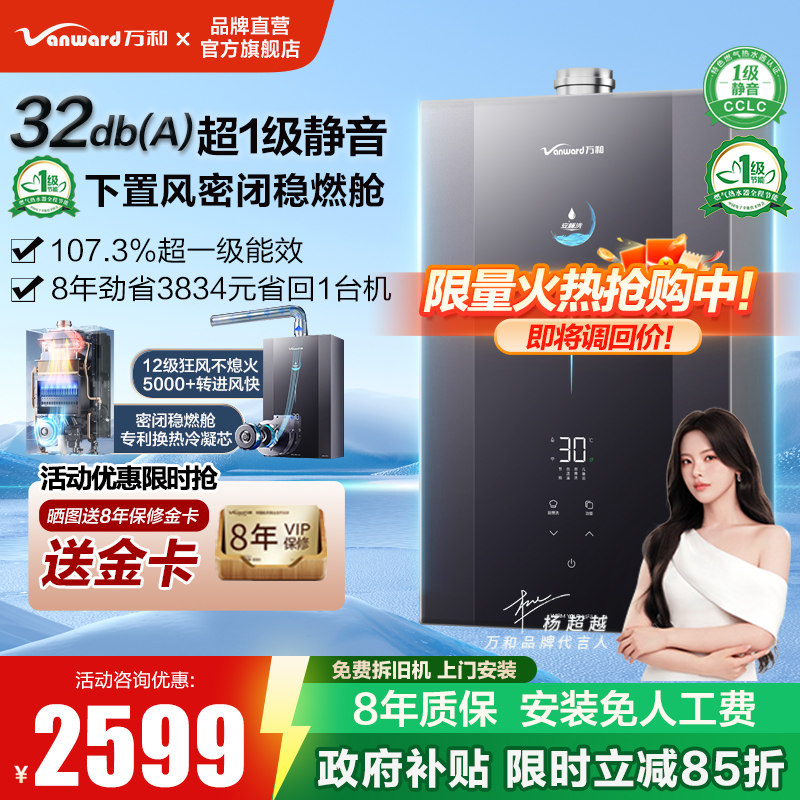 [安睡洗静音]万和热水器燃气官方旗舰店零冷水16升家用下置风F9