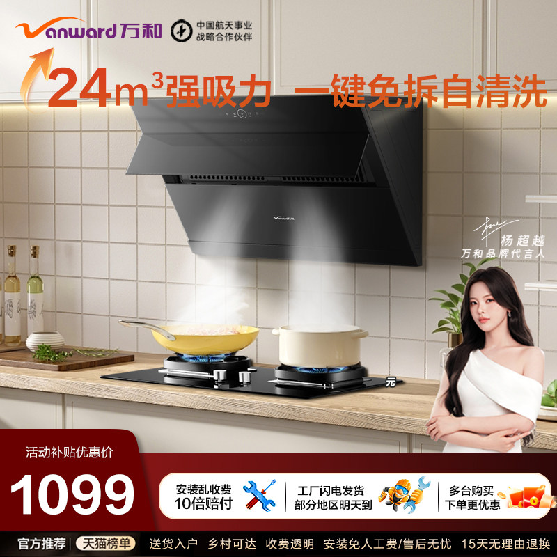 [小双翼]万和24大吸力DJ738 Pro侧吸抽排油烟机一级能效旗舰店
