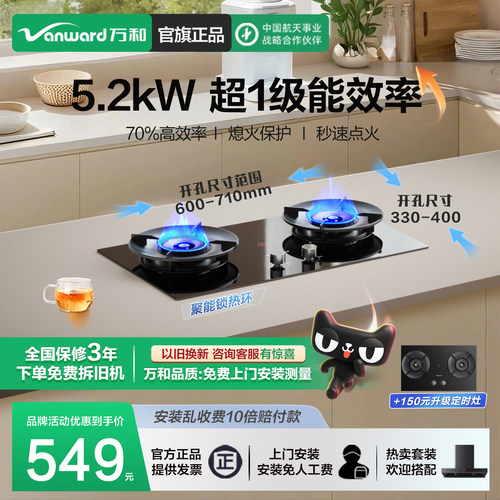 [以旧换新]万和燃气灶B9煤气灶双灶家用天然气炉灶具液化气旗舰店 - 封面