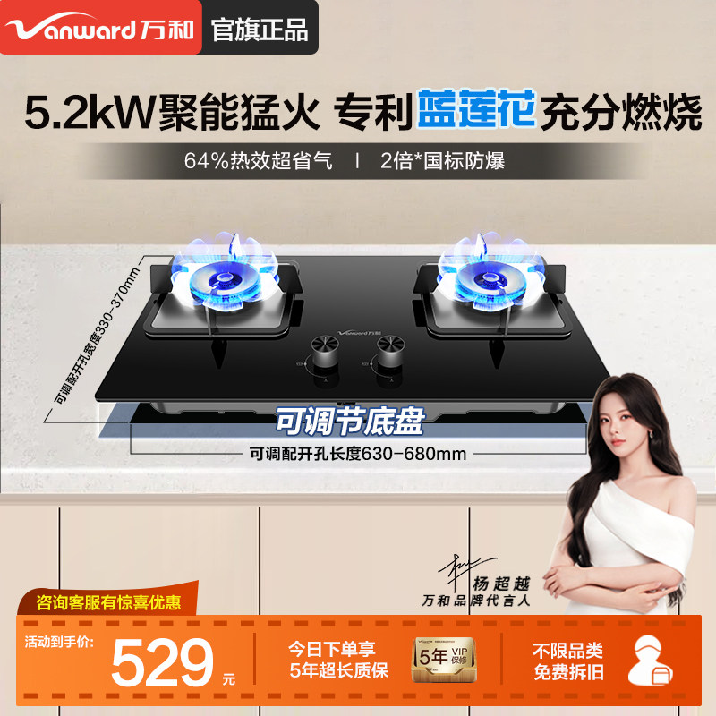 [以旧换新]万和天然气燃气灶煤气灶家用双灶B9台嵌入液化气灶具